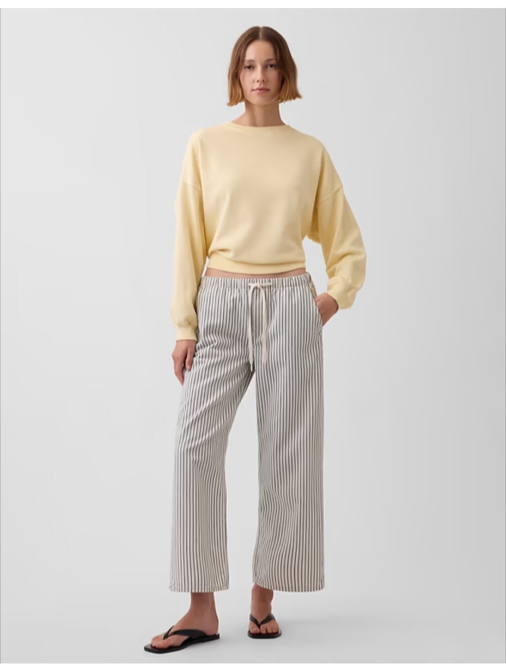 NWT GAP Low Rise 90s Loose Easy Crop Stripe Jeans Drawstring Size XXS